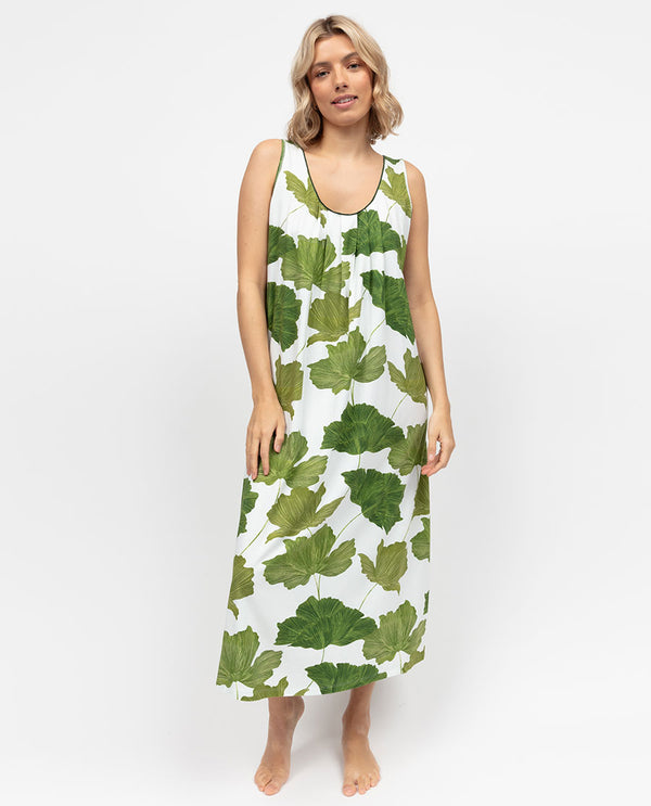 cyberjammies Olive Womens Leaf Printed Jersey Long Nightdress