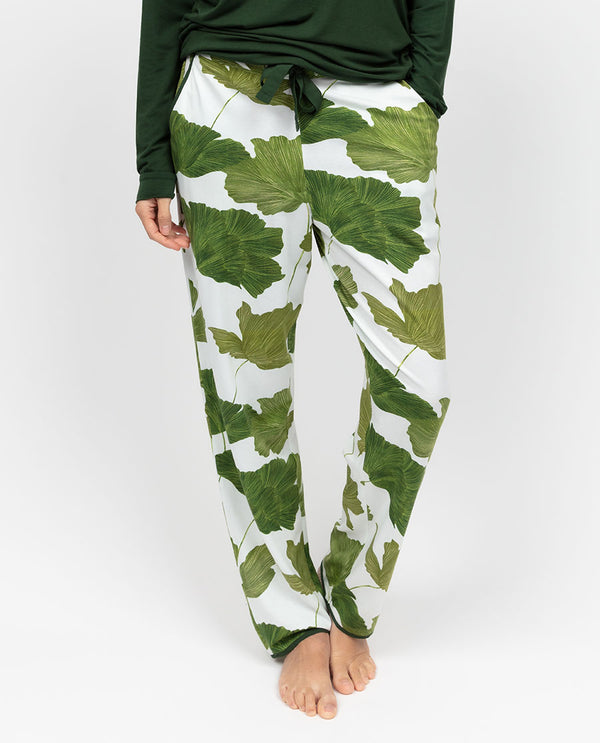 cyberjammies Olive Womens Leaf Printed Jersey Pyjama Bottoms