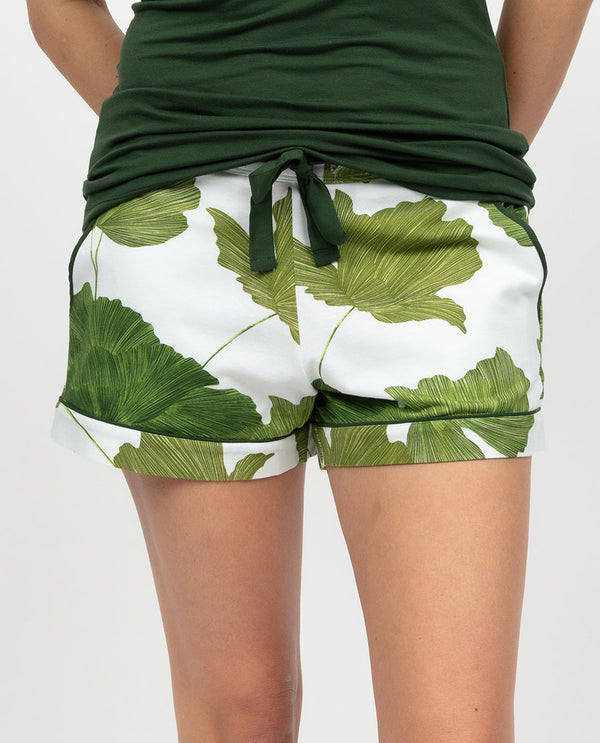 cyberjammies Olive Womens Leaf Printed Jersey Shorts