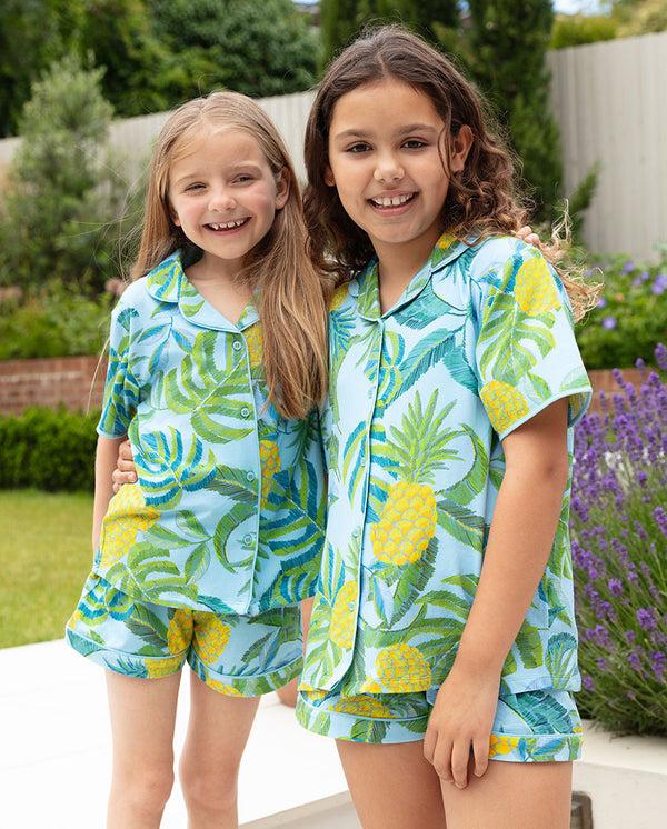 cyberjammies Paige Girls Pineapple Printed Jersey Shorty Set