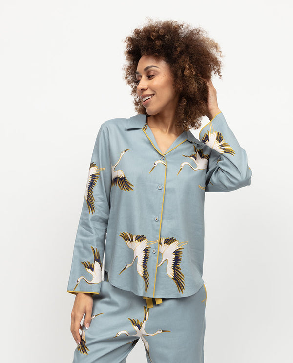 cyberjammies Piper Womens Crane Bird Print Pyjama Top