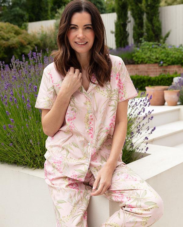 cyberjammies Sally Womens Lace Trim Floral Print Pyjama Set