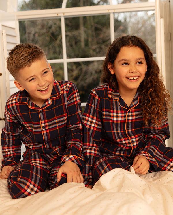cyberjammies Taylor Kids Unisex Lightly Brushed Check Pyjama Set