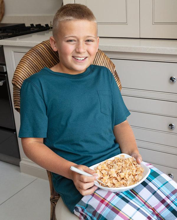 cyberjammies Theo Boys Jersey T-shirt and Check Pyjama Set