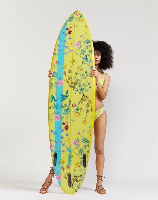 cynthia rowley Custom 7' Surfboard - Yellow Garden Floral