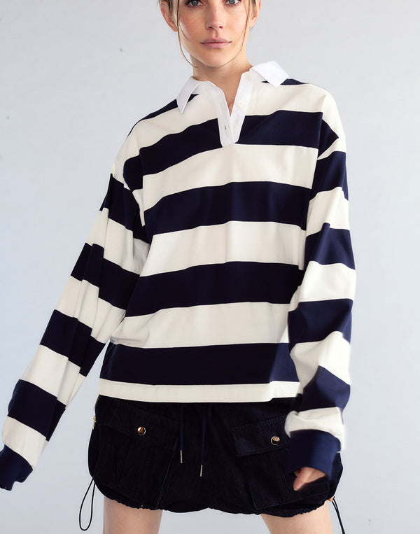 Cynthia Rowley Ardie Striped Rugby Shirt