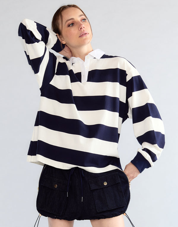 Cynthia Rowley Ardie Striped Rugby Shirt