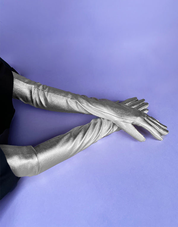 Cynthia Rowley Bea Long Metallic Leather Gloves