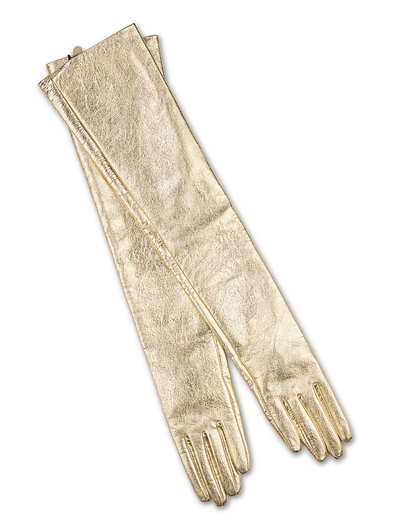 cynthia rowley Bea Long Metallic Leather Gloves