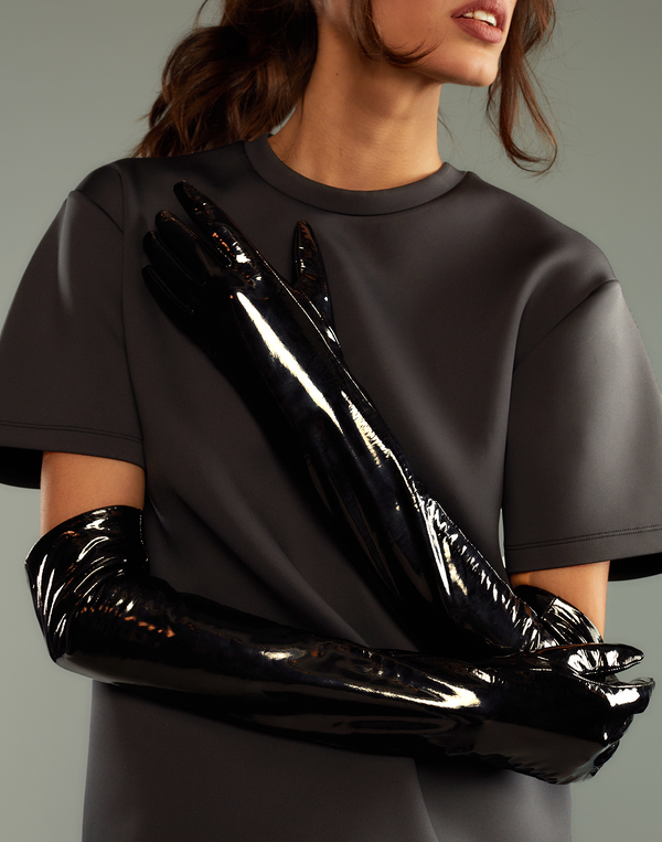 Cynthia Rowley Bea Long Patent Leather Gloves