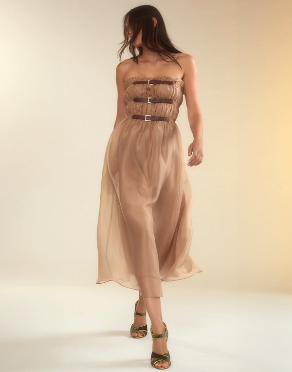 Cynthia Rowley Buckle Up Silk Organza Dress