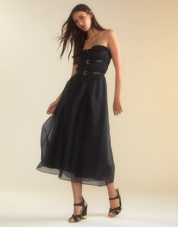 cynthia rowley Buckle Up Silk Organza Dress