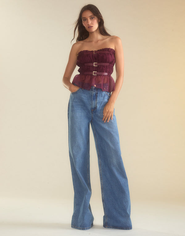 Cynthia Rowley Buckle Up Silk Organza Top