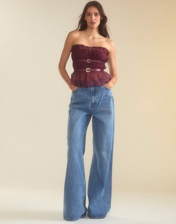 Cynthia Rowley Buckle Up Silk Organza Top