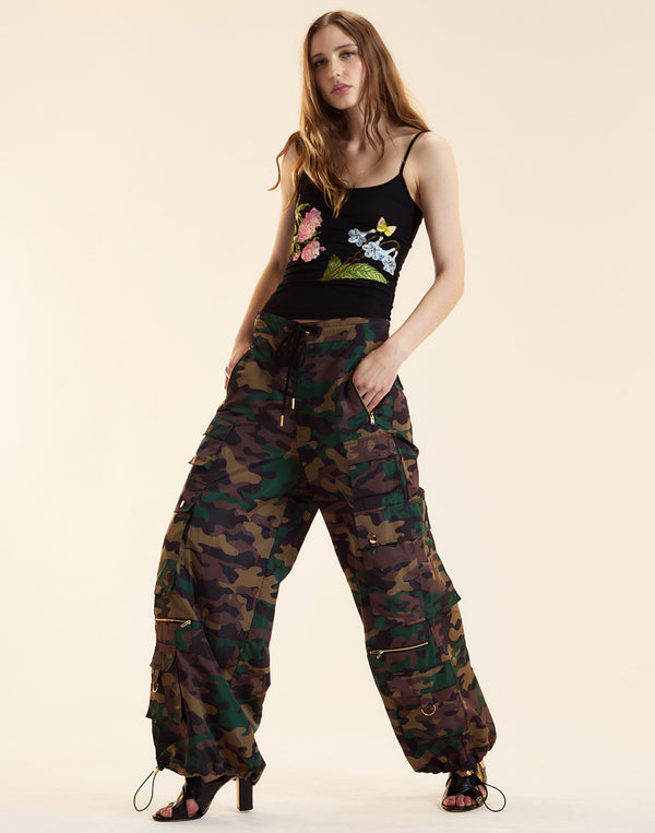 Cynthia Rowley Camouflage Cargo Pants