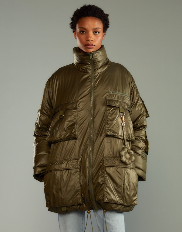 Cynthia Rowley Cargo Pocket Puffer Coat