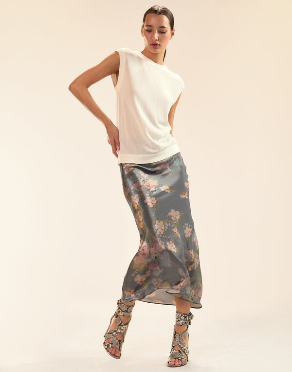 Cynthia Rowley Claude Silk Lamé Skirt