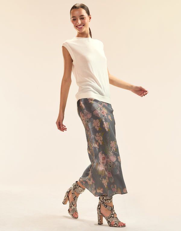 Cynthia Rowley Claude Silk Lamé Skirt