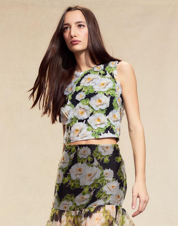 cynthia rowley Cornelia Flower Appliques Top