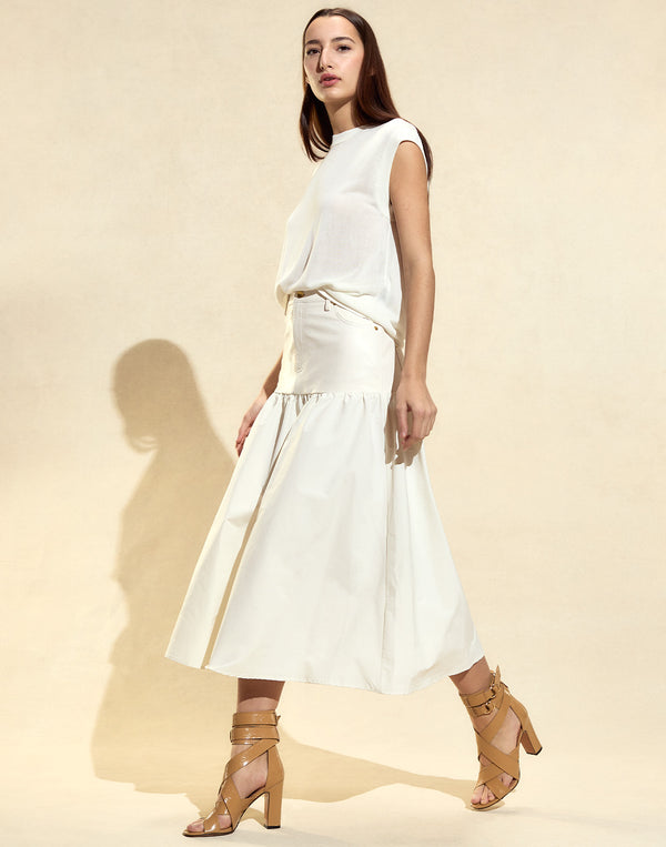 Cynthia Rowley Downtown Leather Nylon Skirt