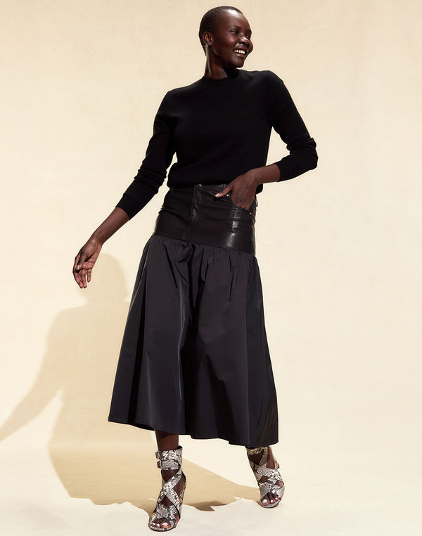 Cynthia Rowley Downtown Leather Nylon Skirt