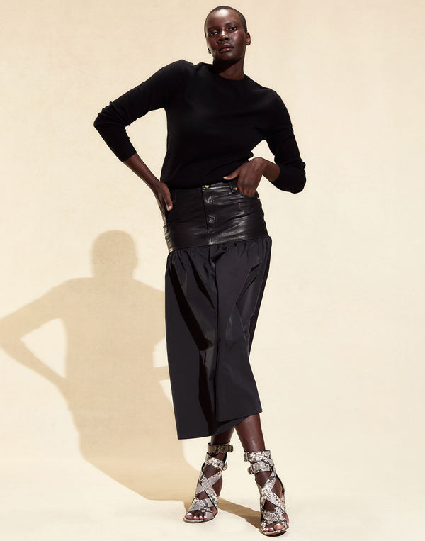 Cynthia Rowley Downtown Leather Nylon Skirt