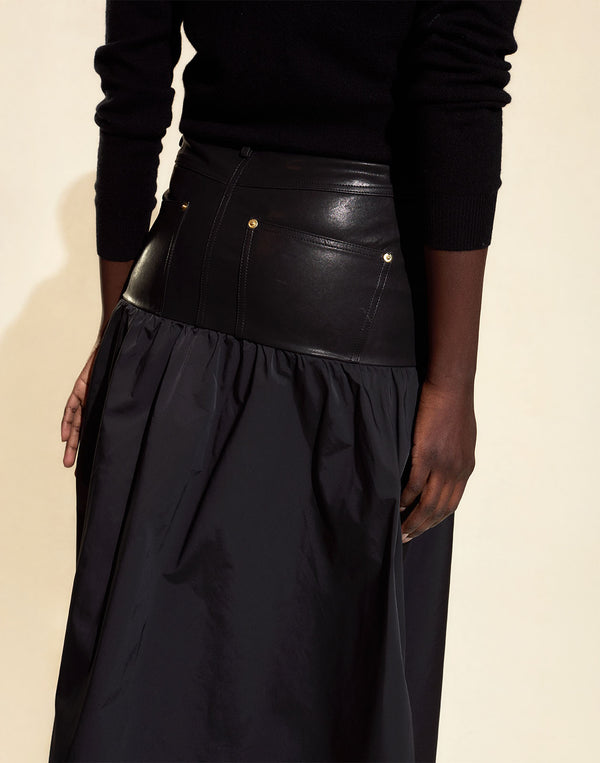 Cynthia Rowley Downtown Leather Nylon Skirt