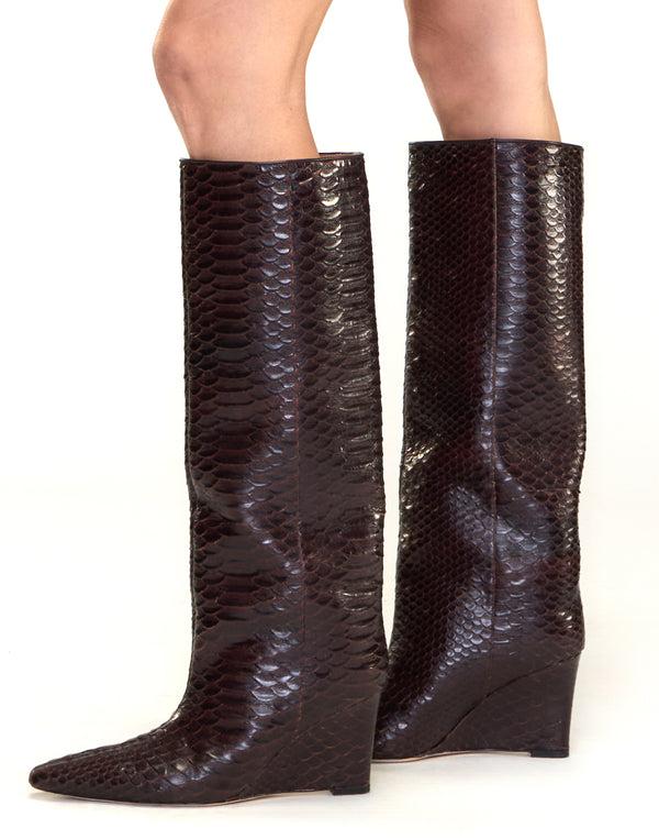 Cynthia Rowley Embossed Leather Wedge Boot