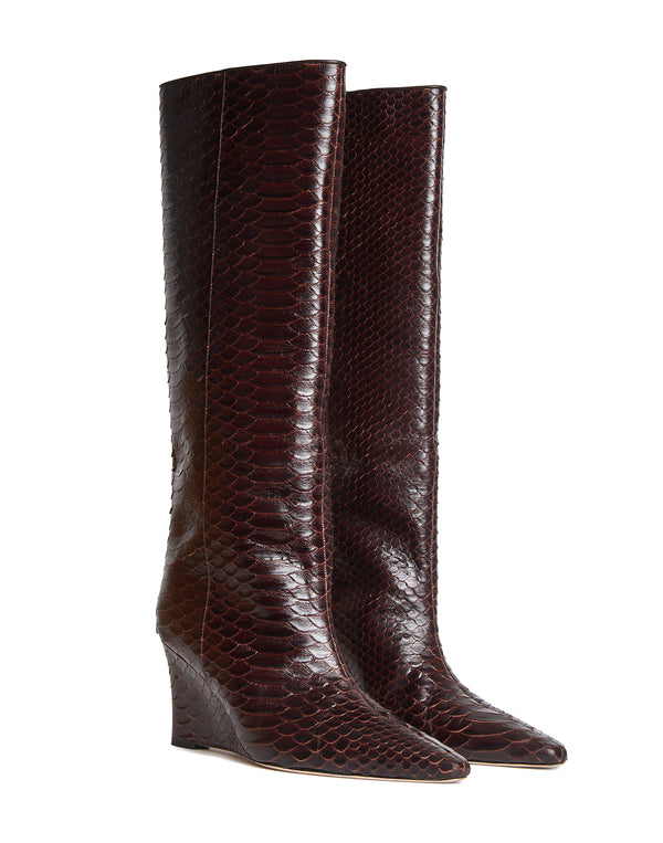 cynthia rowley Embossed Leather Wedge Boot