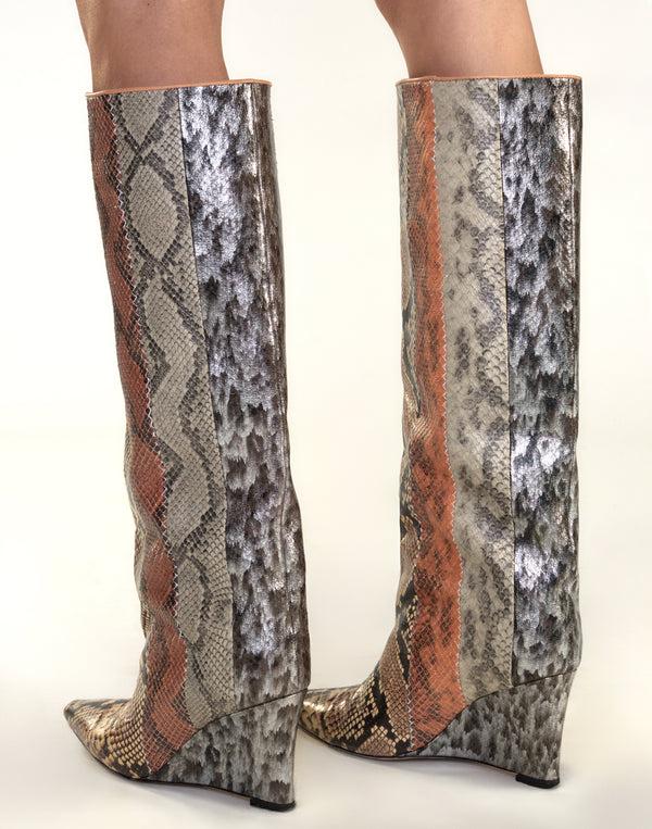 Cynthia Rowley Embossed Leather Wedge Boot