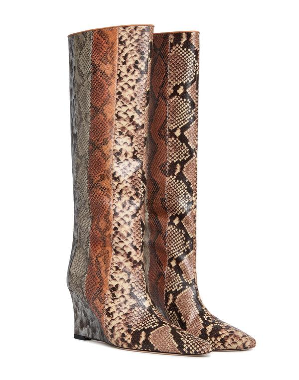 cynthia rowley Embossed Leather Wedge Boot