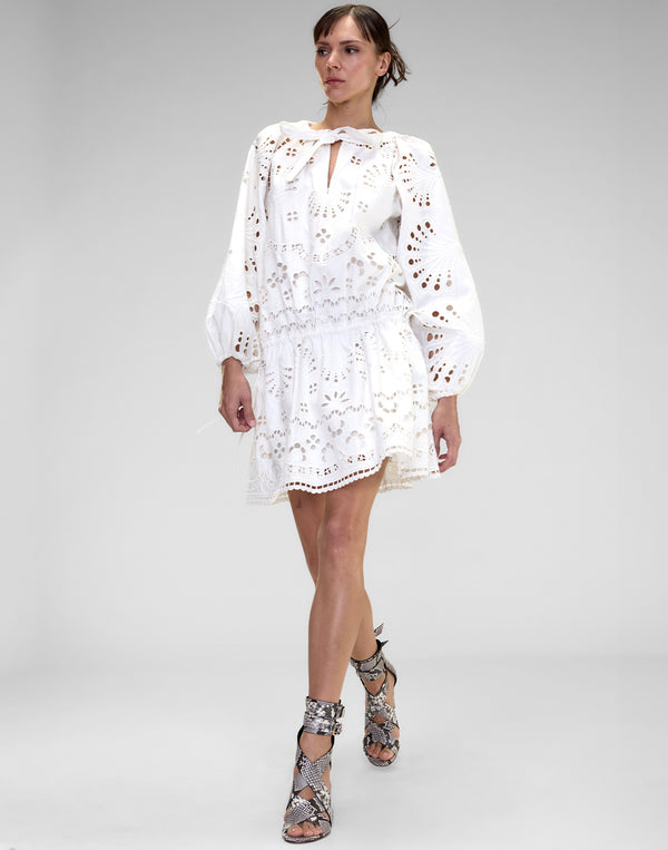 Cynthia Rowley Eva Embroidered Drop Waist Dress