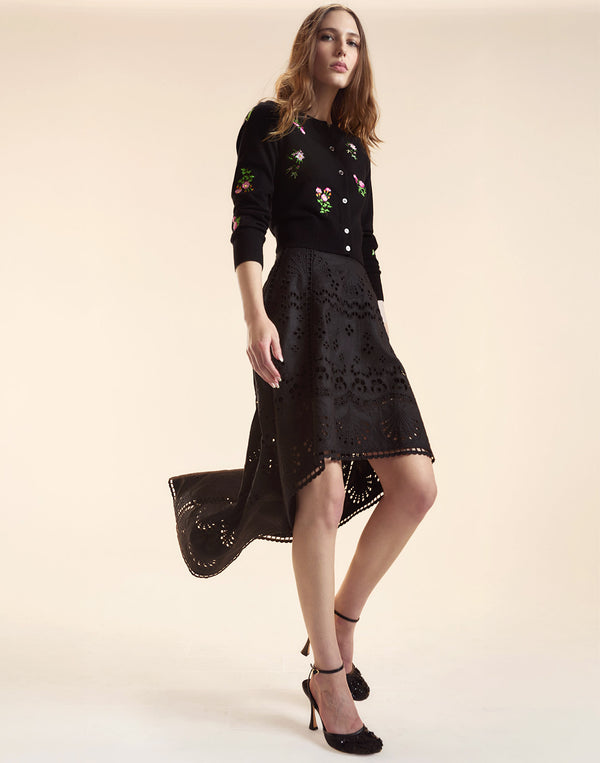 Cynthia Rowley Eva Embroidered High Low Skirt