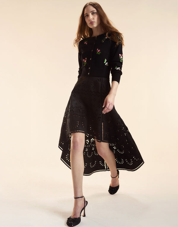 Cynthia Rowley Eva Embroidered High Low Skirt