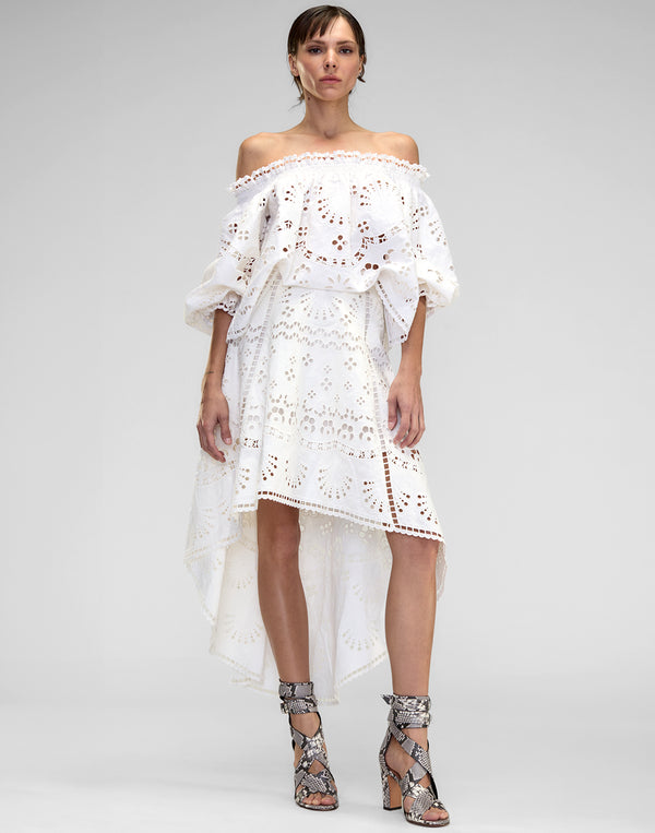 Cynthia Rowley Eva Embroidered High Low Skirt