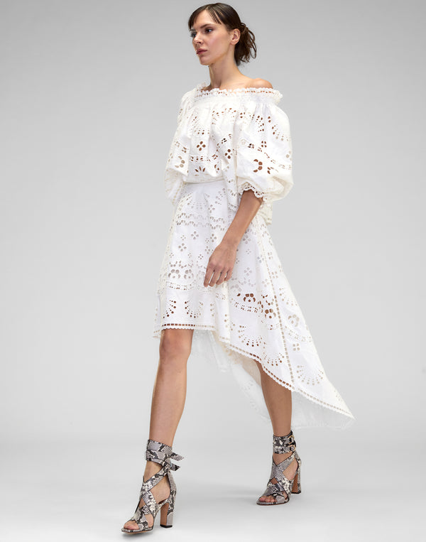 cynthia rowley Eva Embroidered High Low Skirt