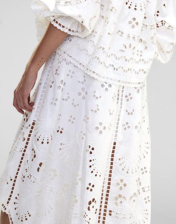 Cynthia Rowley Eva Embroidered High Low Skirt