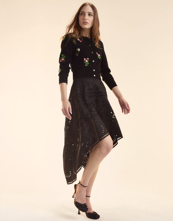 Cynthia Rowley Eva Embroidered High Low Skirt