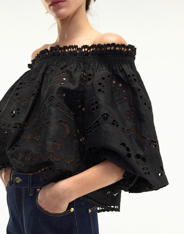 Cynthia Rowley Eva Embroidered Linen Blouse