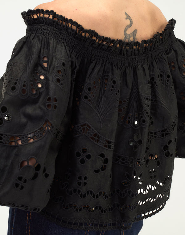 Cynthia Rowley Eva Embroidered Linen Blouse