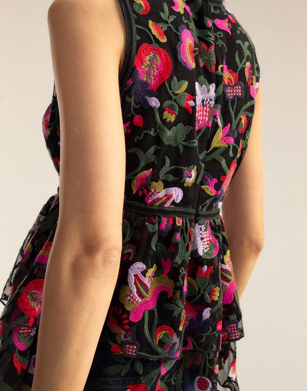 Cynthia Rowley Eve Embroidered Peplum Top