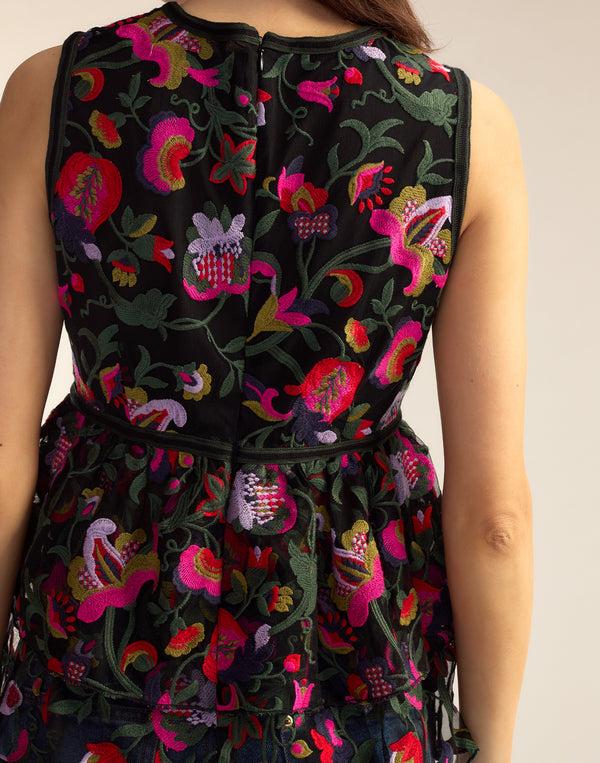 Cynthia Rowley Eve Embroidered Peplum Top