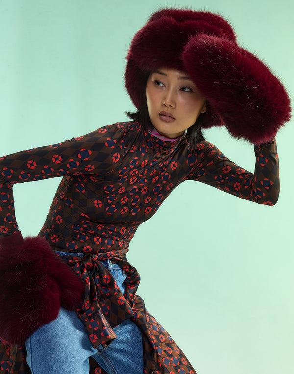 Cynthia Rowley Faux Fur Oversized Mittens