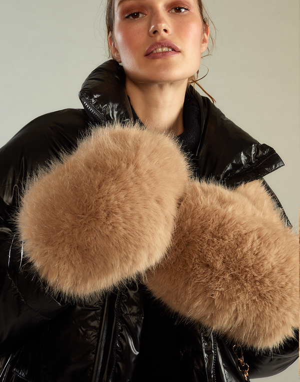 cynthia rowley Faux Fur Oversized Mittens