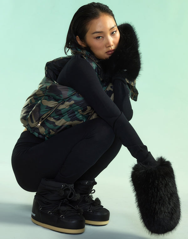 Cynthia Rowley Faux Fur Oversized Mittens