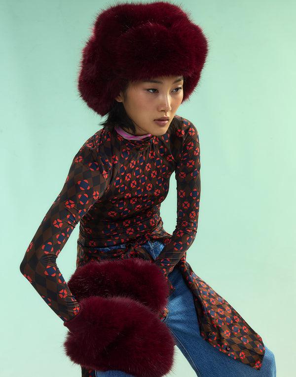 Cynthia Rowley Faux Fur Oversized Mittens