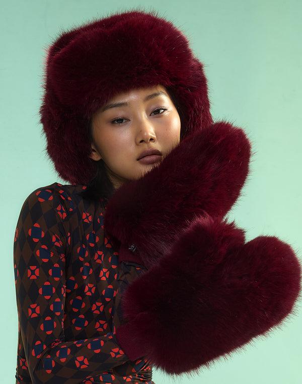 cynthia rowley Faux Fur Oversized Mittens