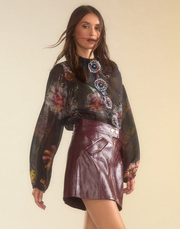 Cynthia Rowley Harper Vegan Leather Skirt