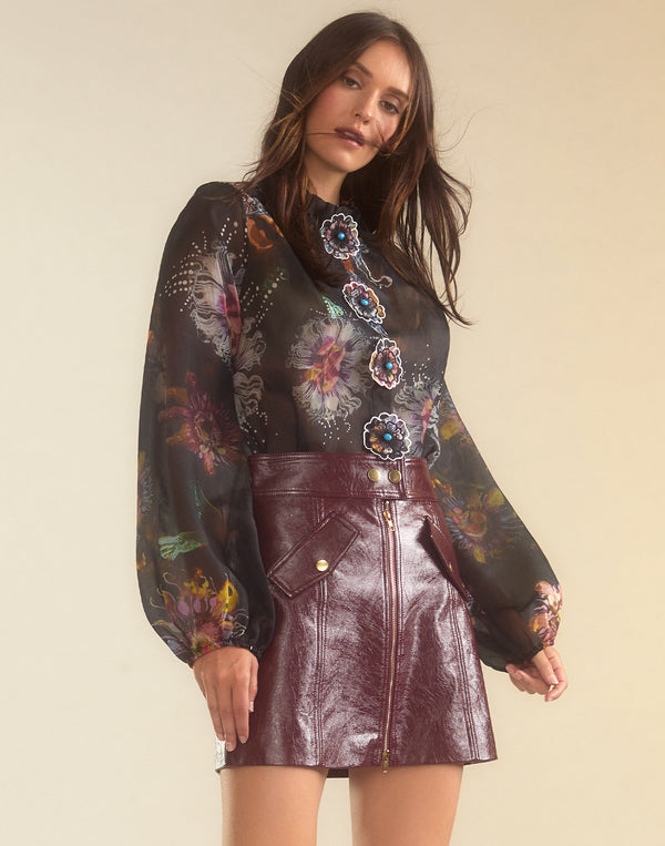 Cynthia Rowley Harper Vegan Leather Skirt