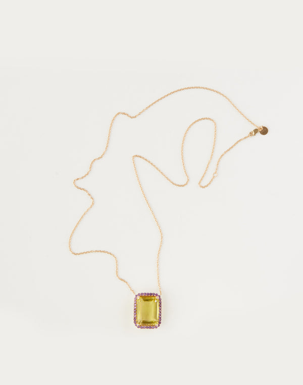 cynthia rowley Lemon Quartz with Amethyst Pendant
